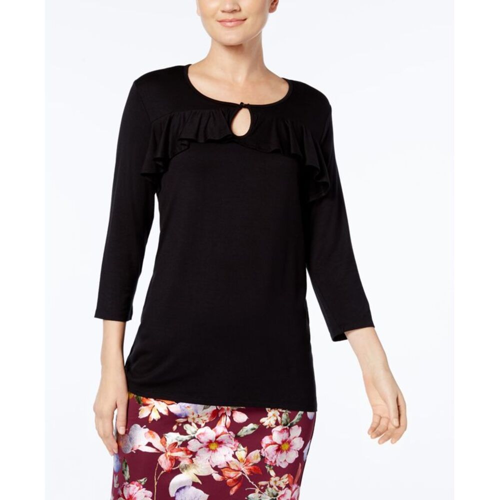 NY Collection Ruffled Keyhole Top - Picture 3 of 3